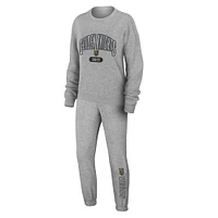 Women's WEAR by Erin Andrews Heather Gray Vegas Golden Knights Knit Long Sleeve Tri-Blend T-Shirt & Pants Sleep Set