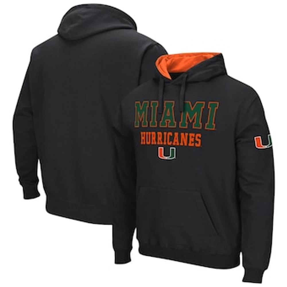 Men's Colosseum Black Miami Hurricanes Sunrise Pullover Hoodie