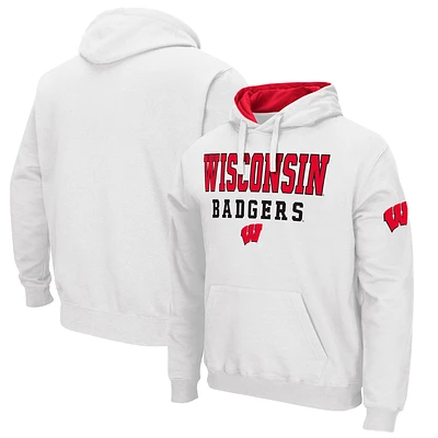 Men's Colosseum White Wisconsin Badgers Sunrise Pullover Hoodie