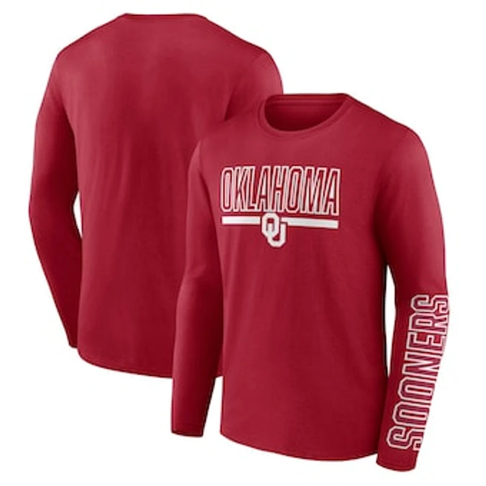 Men's Profile Crimson Oklahoma Sooners Big & Tall Two-Hit Graphic Long Sleeve T-Shirt