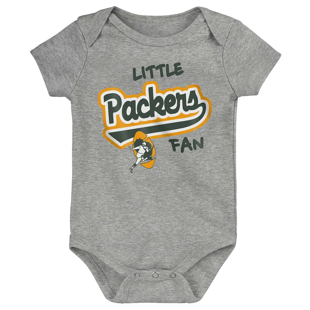 Newborn & Infant Heather Gray Green Bay Packers Retro Little Baller Bodysuit