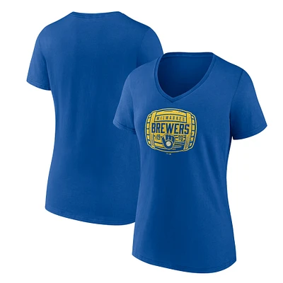 Women's Royal Milwaukee Brewers Hometown Collection Barrel V-Neck T-Shirt