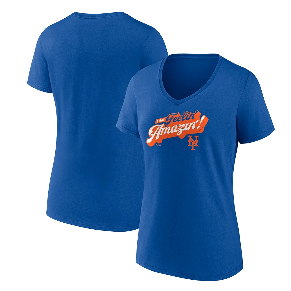 Women's Royal New York Mets Hometown Collection Feelin' Amazin' V-Neck T-Shirt
