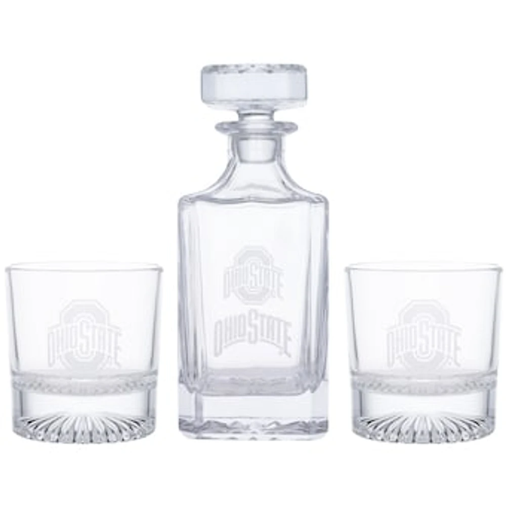 Ohio State Buckeyes Three-Piece Decanter & Rocks Glasses Set