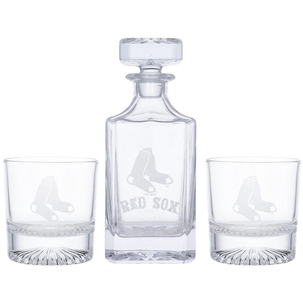 Boston Red Sox Decanter & Two Rocks Glasses Set