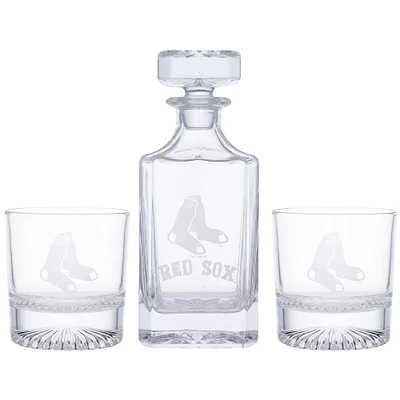 Boston Red Sox Decanter & Two Rocks Glasses Set