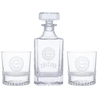 Chicago Cubs Three-Piece Decanter & Rocks Glasses Set