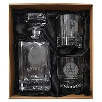 Houston Astros Decanter & Two Rocks Glasses Set