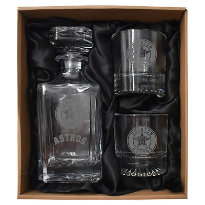 Houston Astros Decanter & Two Rocks Glasses Set