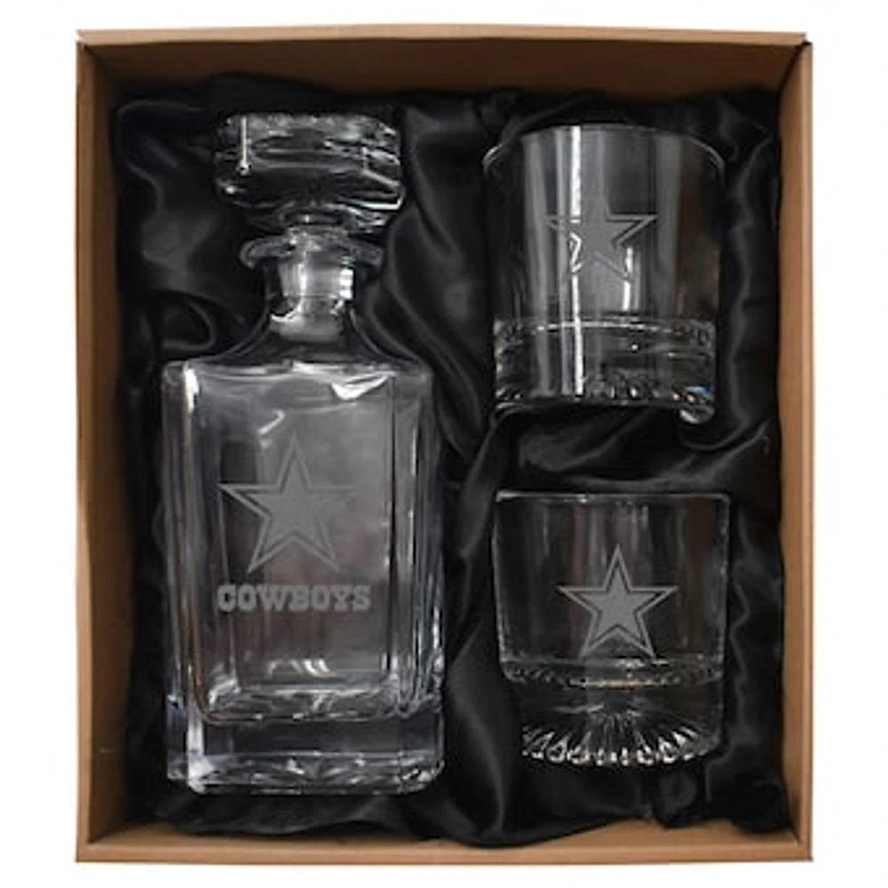 Dallas Cowboys Three-Piece Decanter & Rocks Glasses Set