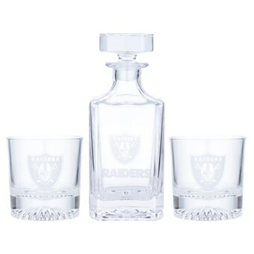 Las Vegas Raiders Three-Piece Decanter & Rocks Glasses Set