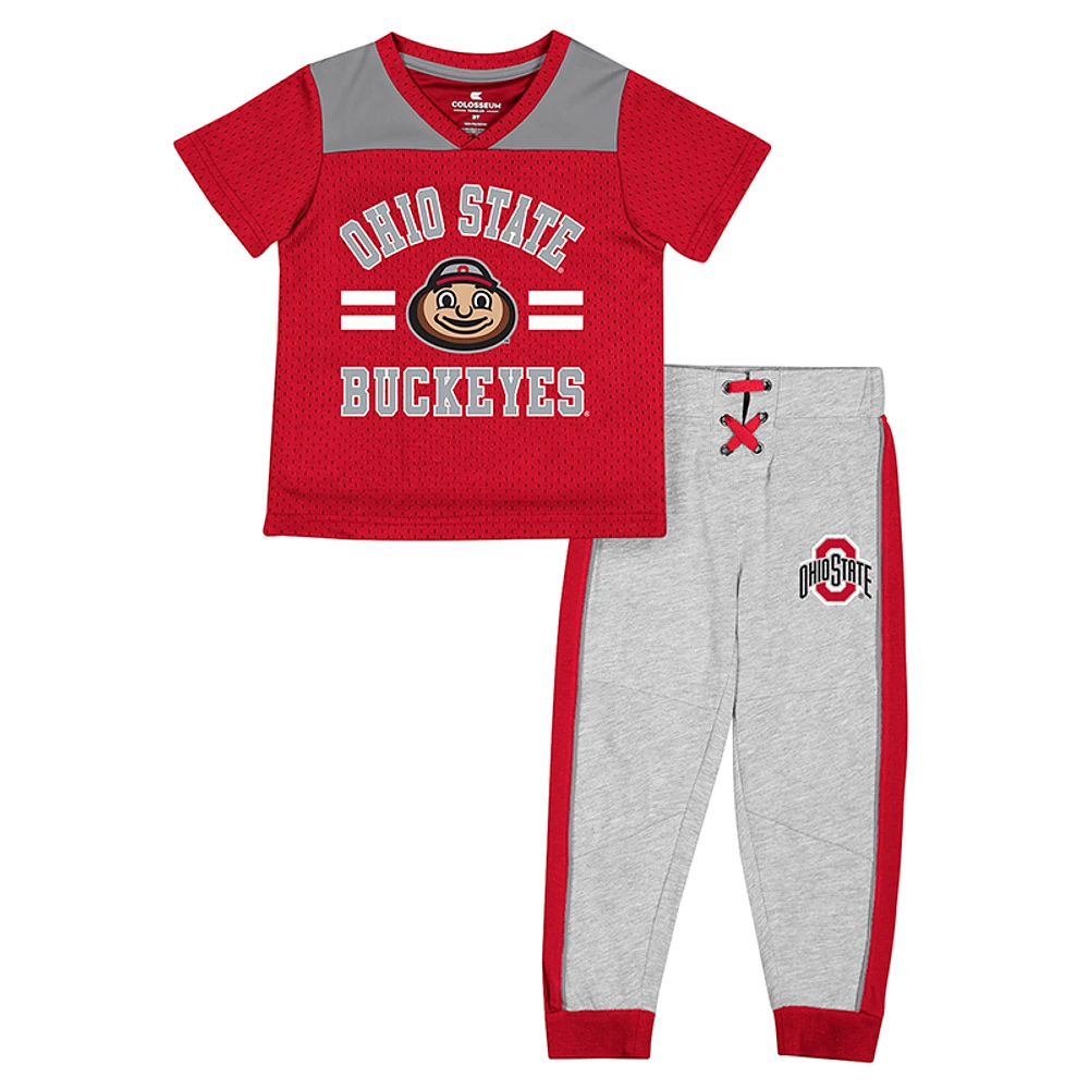 Toddler Colosseum Scarlet/Heather Gray Ohio State Buckeyes Ka-Boot-It Jersey & Pants Set