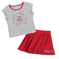 Girls Toddler Colosseum Heather Gray/Red Wisconsin Badgers Two-Piece Minds For Molding T-Shirt & Skirt Set