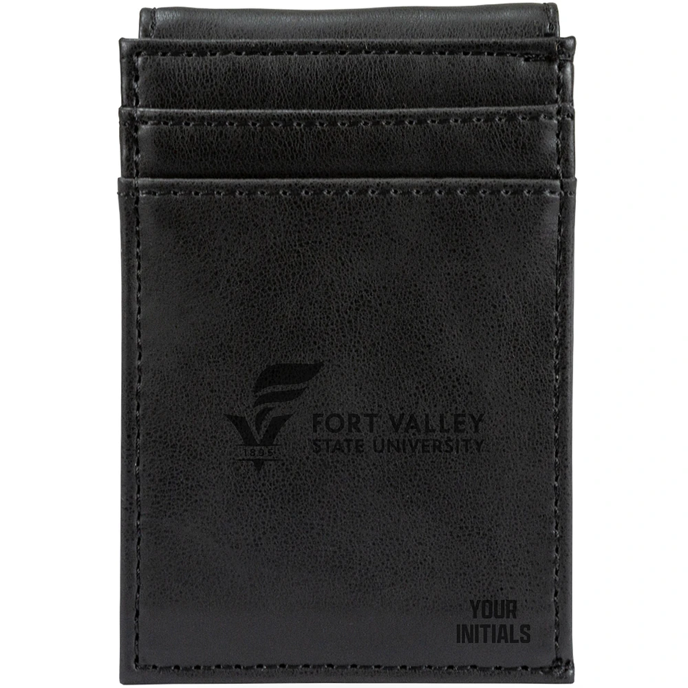 Black Fort Valley State Wildcats Personalized Front Pocket Wallet