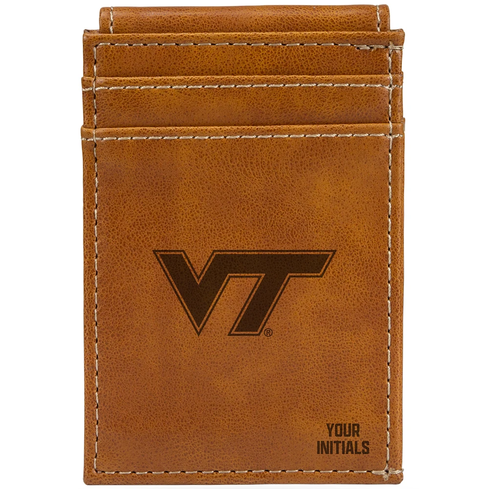 Brown Virginia Tech Hokies Personalized Front Pocket Wallet