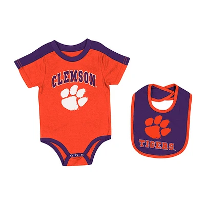 Newborn & Infant Colosseum Orange Clemson Tigers Encore Bodysuit Bib Set