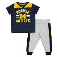 Infant Colosseum Navy/Heather Gray Michigan Wolverines Ka-Boot-It Jersey & Pants Set