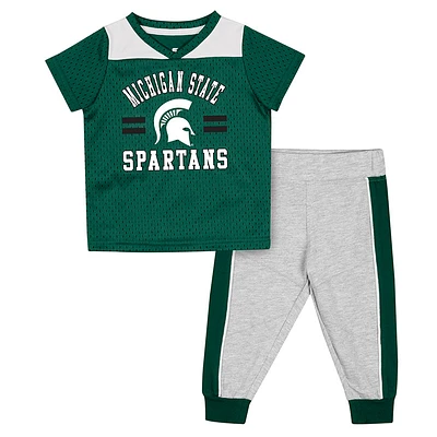 Infant Colosseum Green/Heather Gray Michigan State Spartans Ka-Boot-It Jersey & Pants Set