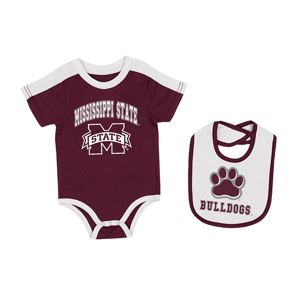 Newborn & Infant Colosseum Maroon Mississippi State Bulldogs Encore Bodysuit & Bib Set