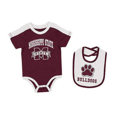 Newborn & Infant Colosseum Maroon Mississippi State Bulldogs Encore Bodysuit & Bib Set