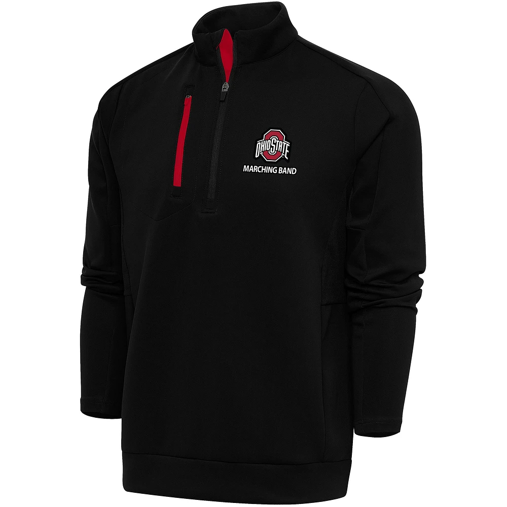 Men's Antigua Black Ohio State Buckeyes Marching Band Generation Half-Zip Pullover Top