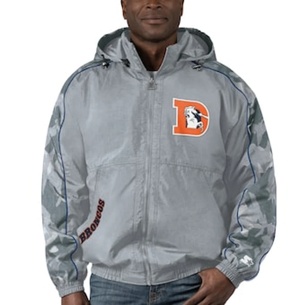 Men's Starter Gray Denver Broncos Thursday Night Gridiron Throwback Full-Zip Jacket