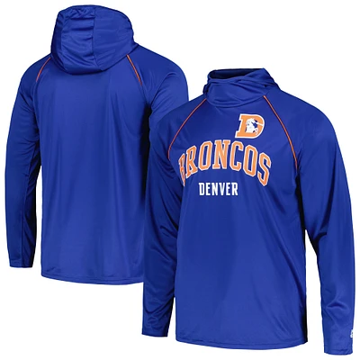 Men's Starter Royal Denver Broncos Gridiron Classics Throwback Raglan Long Sleeve Hooded T-Shirt