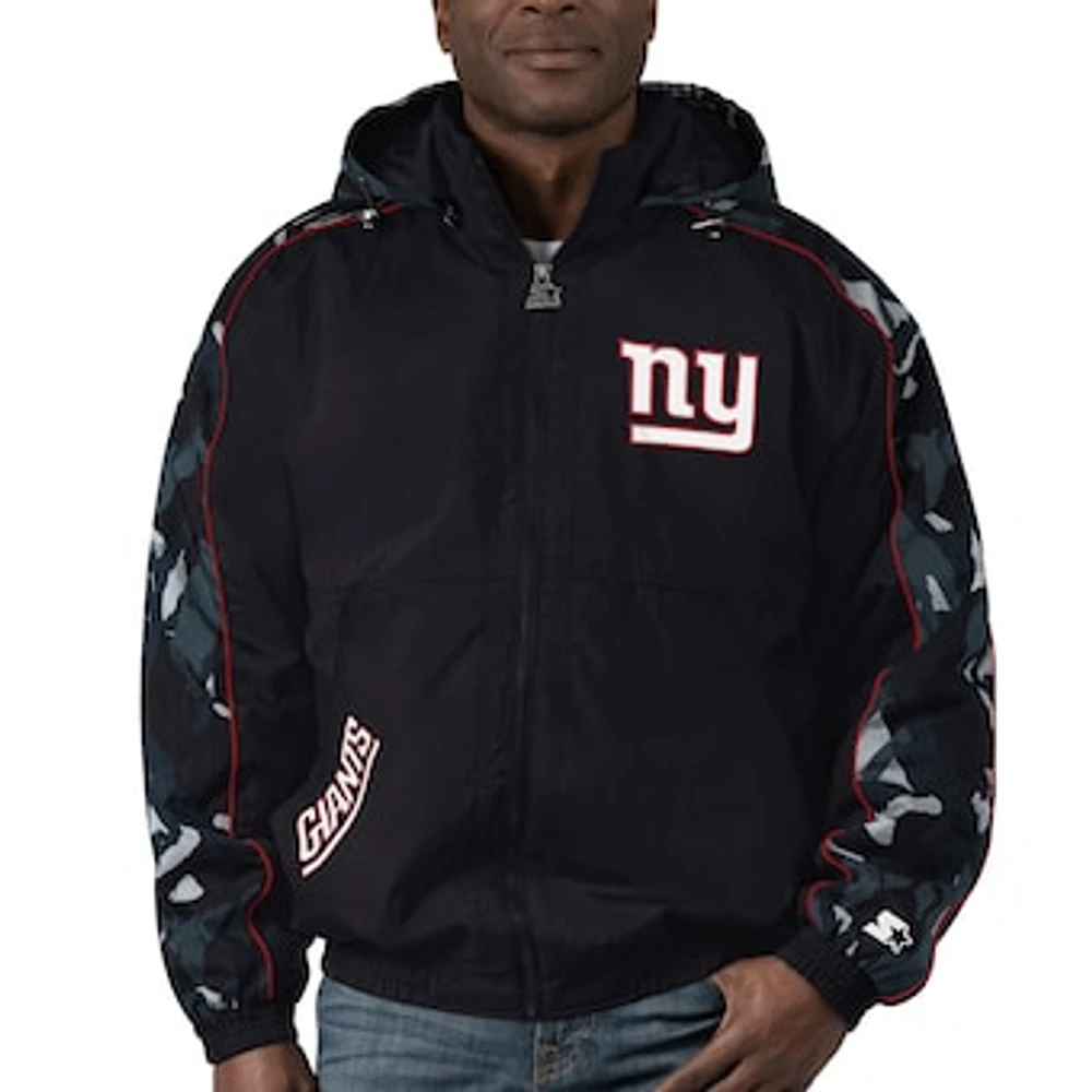 Men's Starter Black New York Giants Thursday Night Gridiron Full-Zip Hoodie