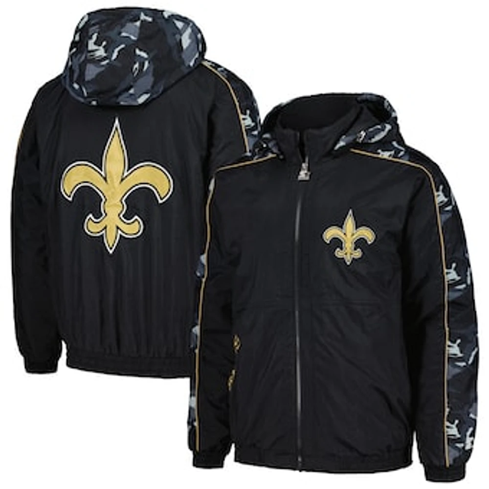 Men's Starter Black New Orleans Saints Thursday Night Gridiron Full-Zip Hoodie