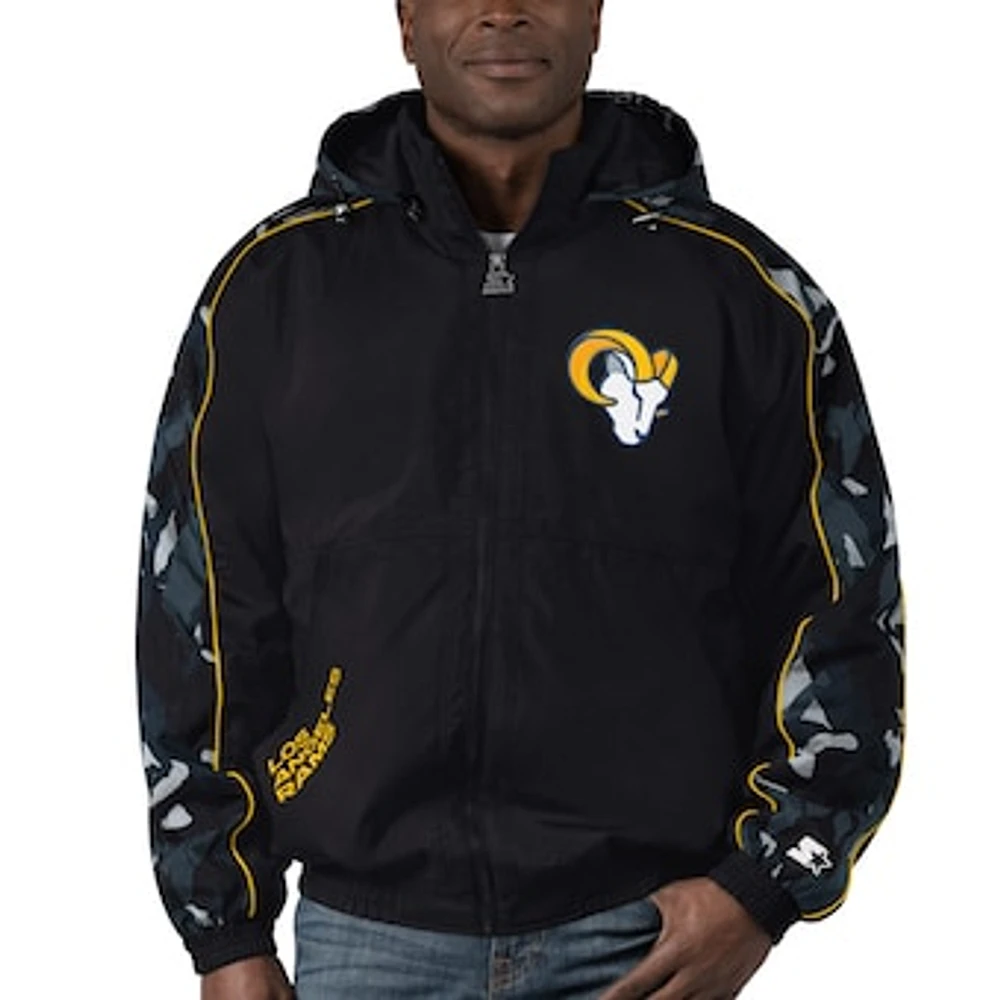 Men's Starter Black Los Angeles Rams Thursday Night Gridiron Full-Zip Hoodie