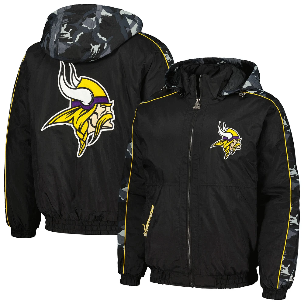 Men's Starter Black Minnesota Vikings Thursday Night Gridiron Full-Zip Hoodie