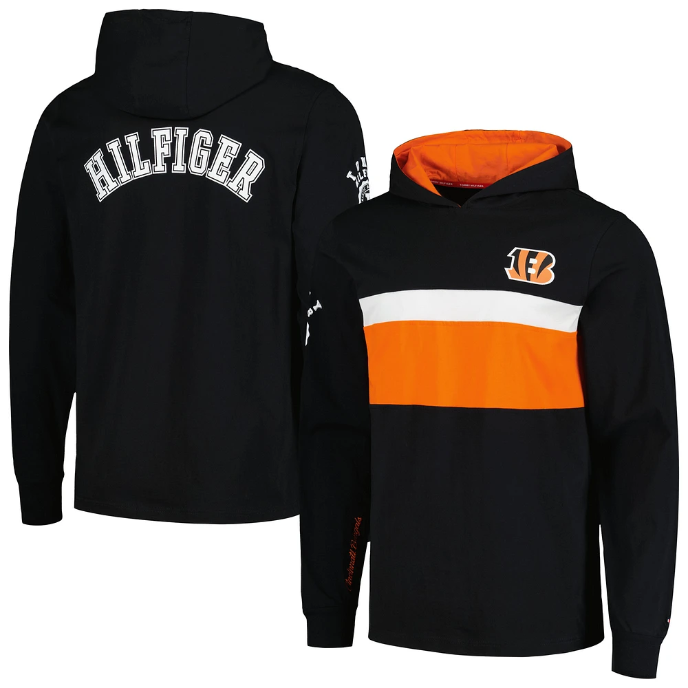 Men's Tommy Hilfiger  Black Cincinnati Bengals Morgan Long Sleeve Hoodie T-Shirt