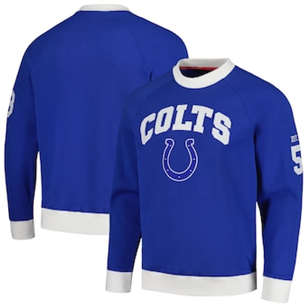 Men's Tommy Hilfiger Royal Indianapolis Colts Reese Raglan Tri-Blend Pullover Sweatshirt