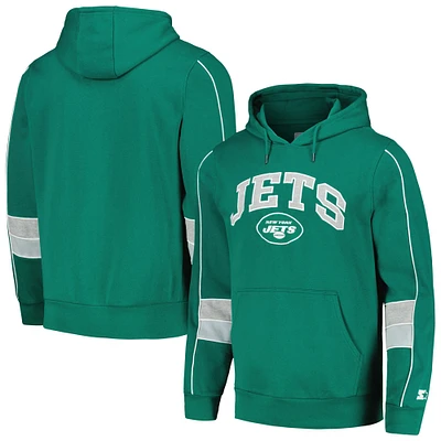 Men's Starter Green New York Jets Captain Pullover Hoodie