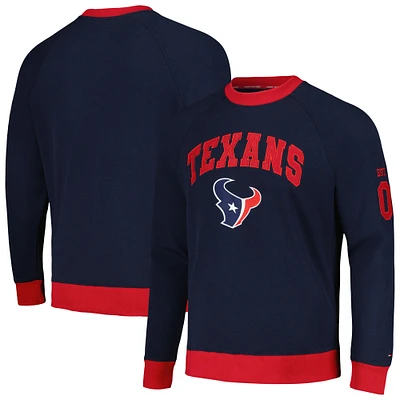 Men's Tommy Hilfiger Navy Houston Texans Reese Raglan Tri-Blend Pullover Sweatshirt