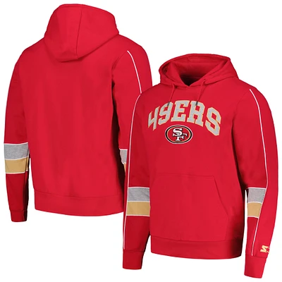 Men's Starter Scarlet San Francisco 49ers Captain Pullover Hoodie