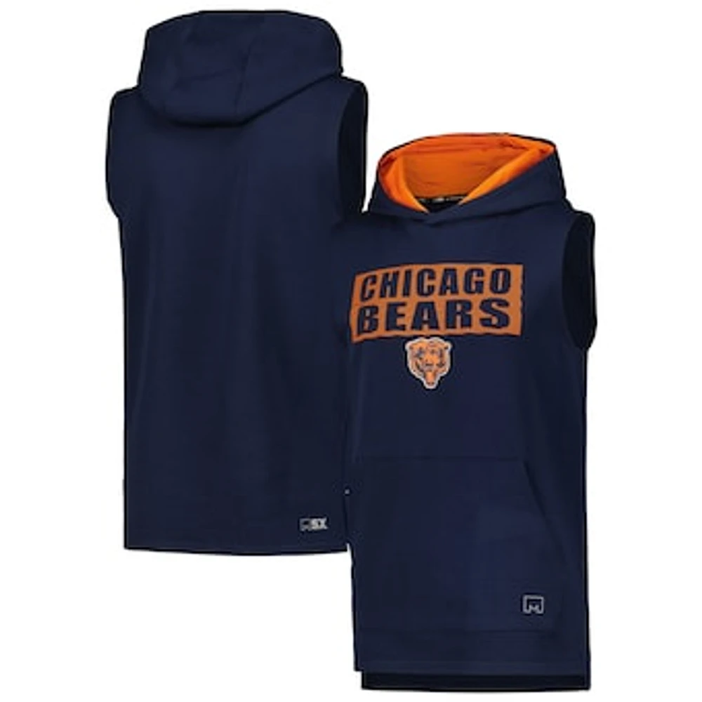 Men's MSX by Michael Strahan Navy Chicago Bears Marathon Sleeveless Pullover Hoodie