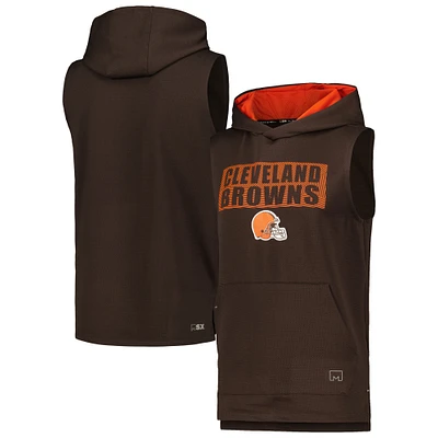 Men's MSX by Michael Strahan Brown Cleveland Browns Marathon Sleeveless Pullover Hoodie