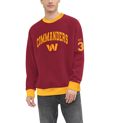 Men's Tommy Hilfiger Burgundy Washington Commanders Reese Raglan Tri-Blend Pullover Sweatshirt