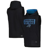 Men's MSX by Michael Strahan Black Carolina Panthers Marathon Sleeveless Pullover Hoodie