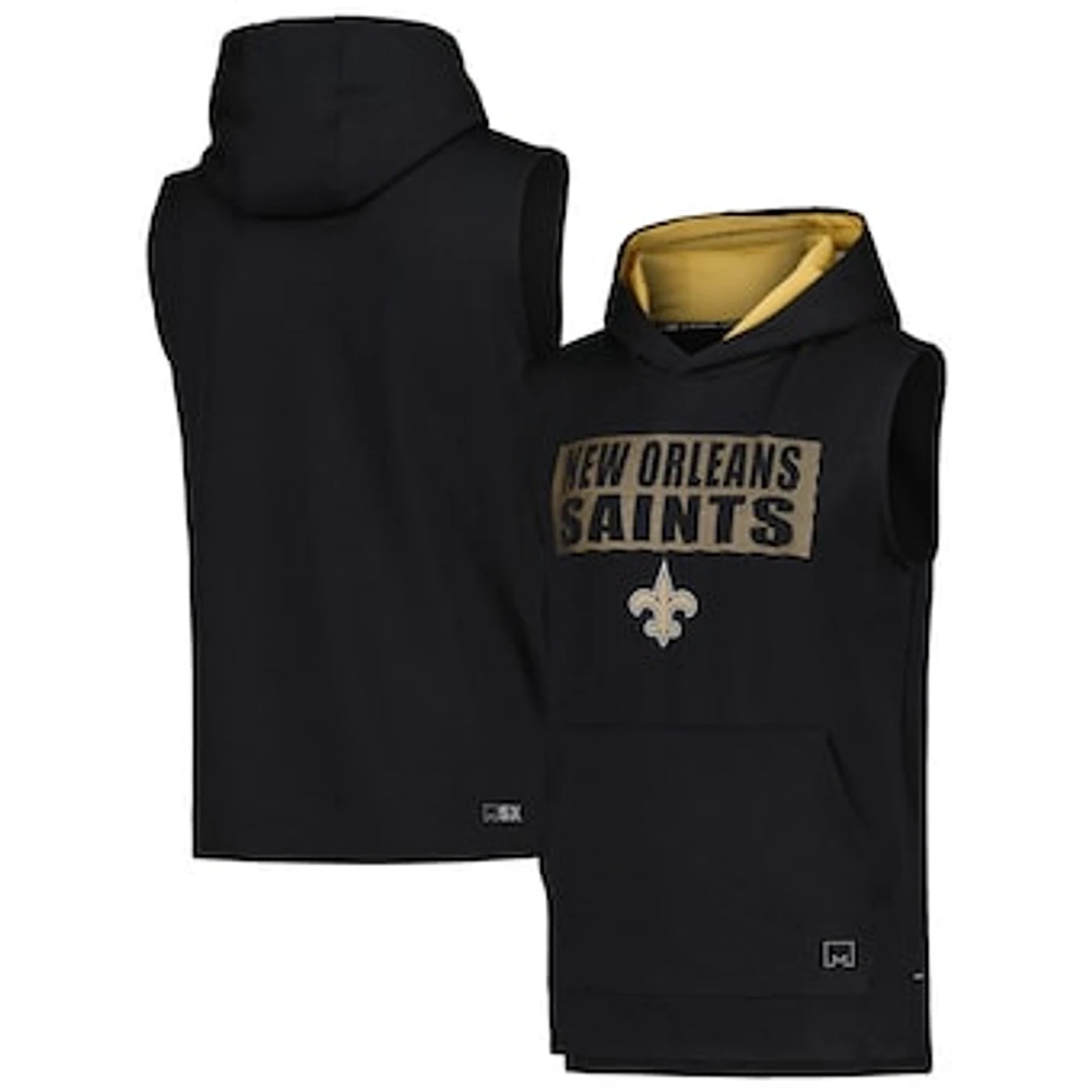 Men's MSX by Michael Strahan Black New Orleans Saints Marathon Sleeveless Pullover Hoodie