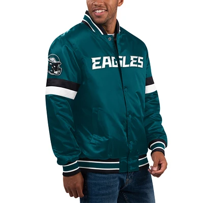 Men's Starter Green Philadelphia Eagles Home Game Satin Full-Snap Varsity Jacket