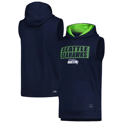 Men's MSX by Michael Strahan College Navy Seattle Seahawks Marathon Sleeveless Pullover Hoodie