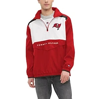 Men's Tommy Hilfiger Red/White Tampa Bay Buccaneers Carter Half-Zip Hooded Top