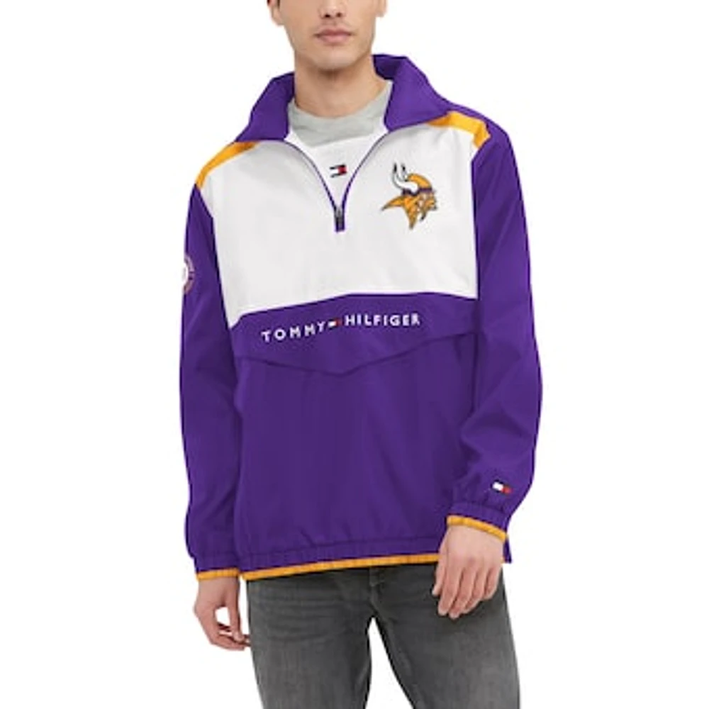 Men's Tommy Hilfiger Purple/White Minnesota Vikings Carter Half-Zip Hooded Top