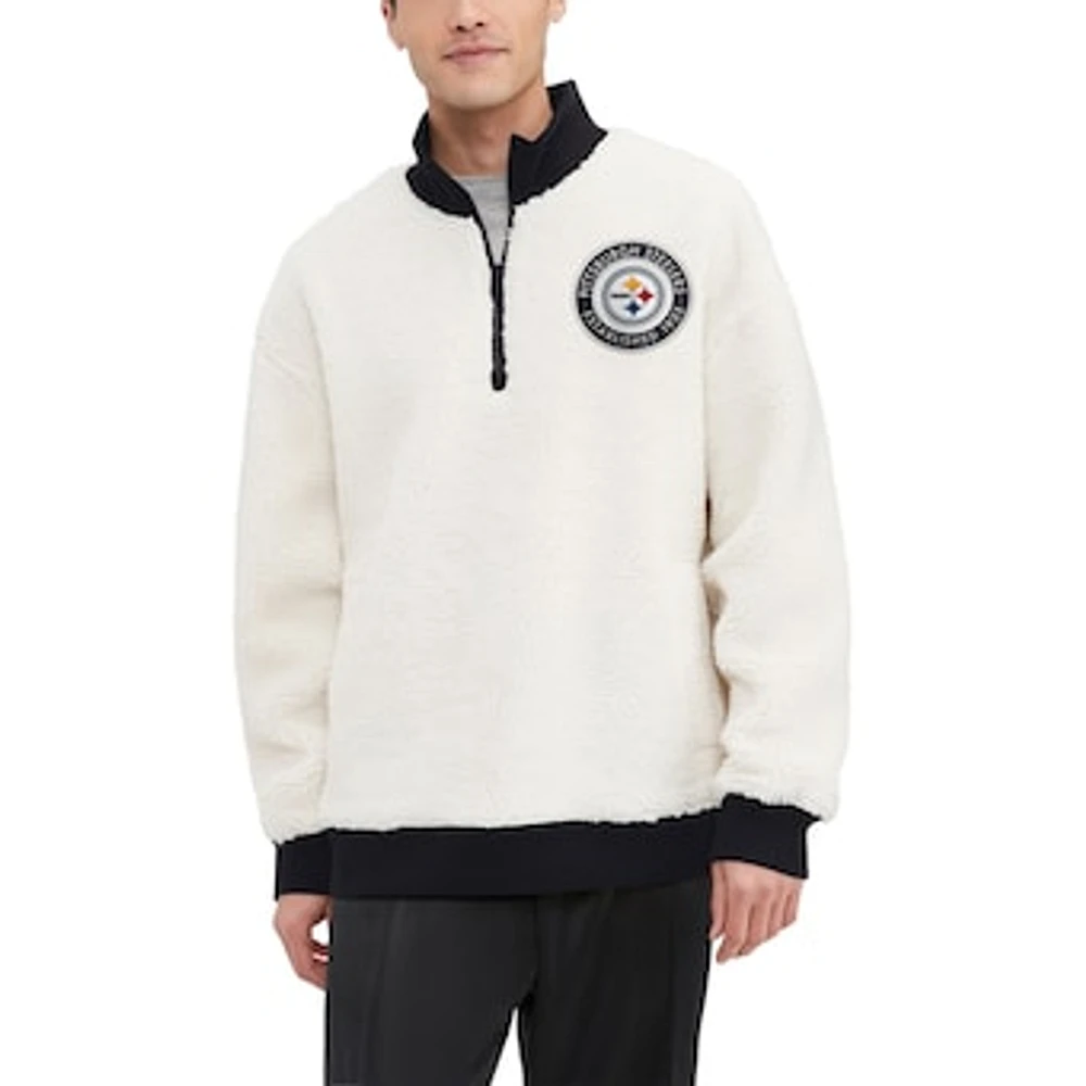 Men's Tommy Hilfiger  Cream Pittsburgh Steelers Jordan Sherpa Quarter-Zip Sweatshirt