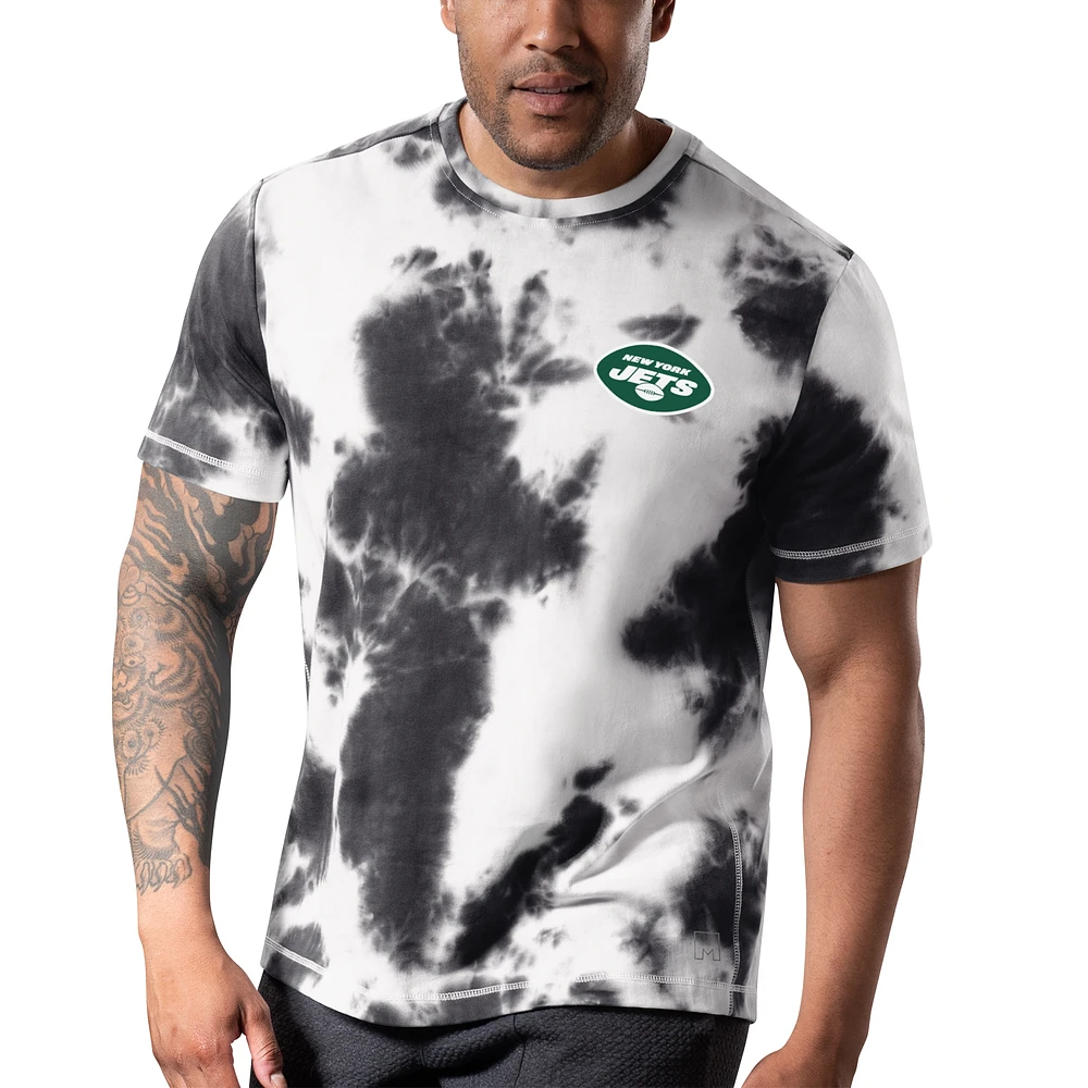 Men's MSX by Michael Strahan Black New York Jets Freestyle Tie-Dye T-Shirt
