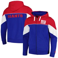 Men's Starter Royal/Red New York Giants Running Back Full-Zip Hoodie