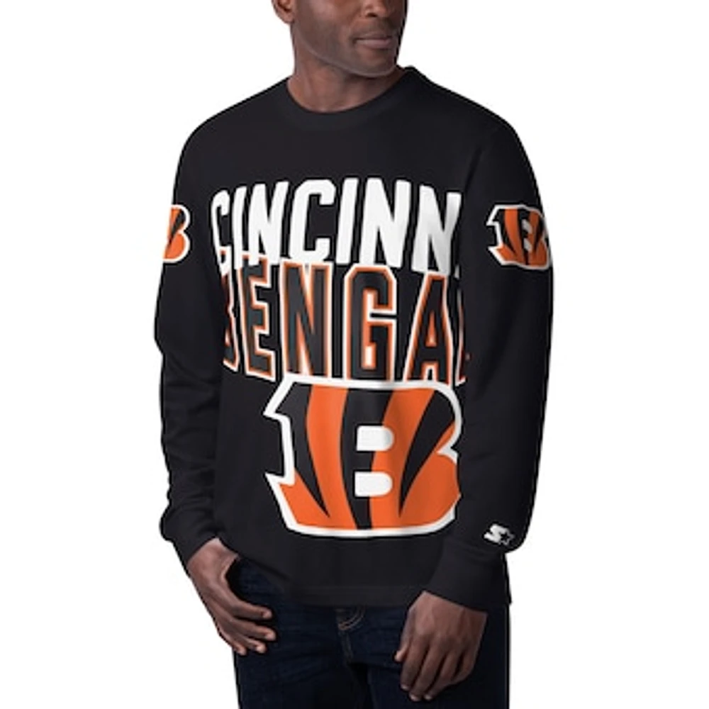 Men's Starter Black Cincinnati Bengals Clutch Hit Long Sleeve T-Shirt