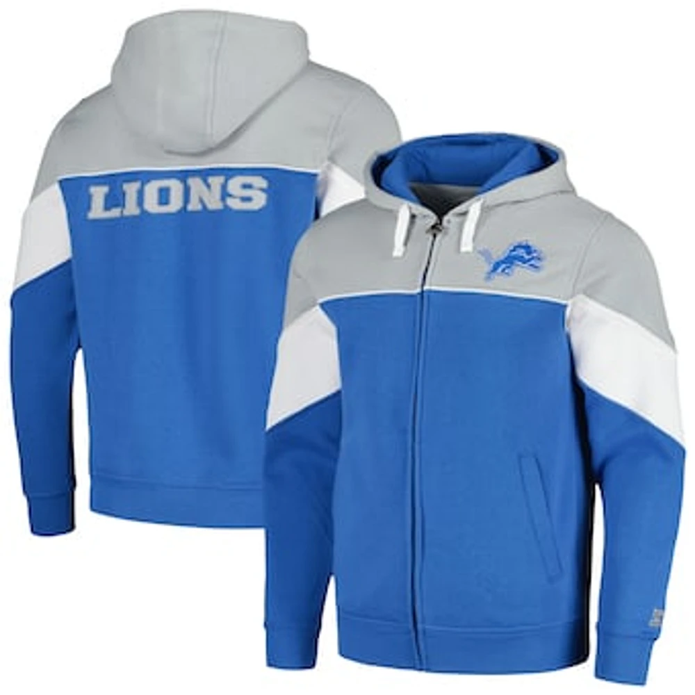 Men's Starter Blue/Silver Detroit Lions Running Back Full-Zip Hoodie